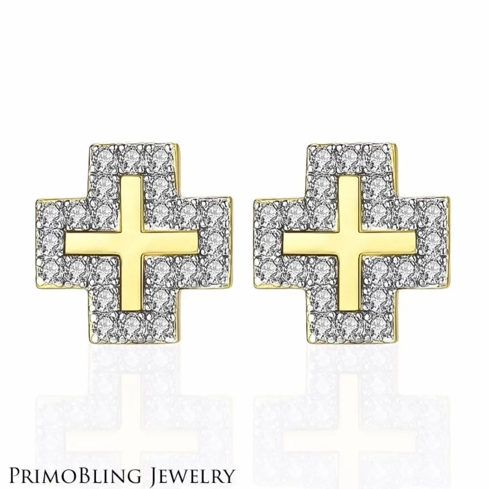 Double Color Cross Earrings  - Picture 2 of 2